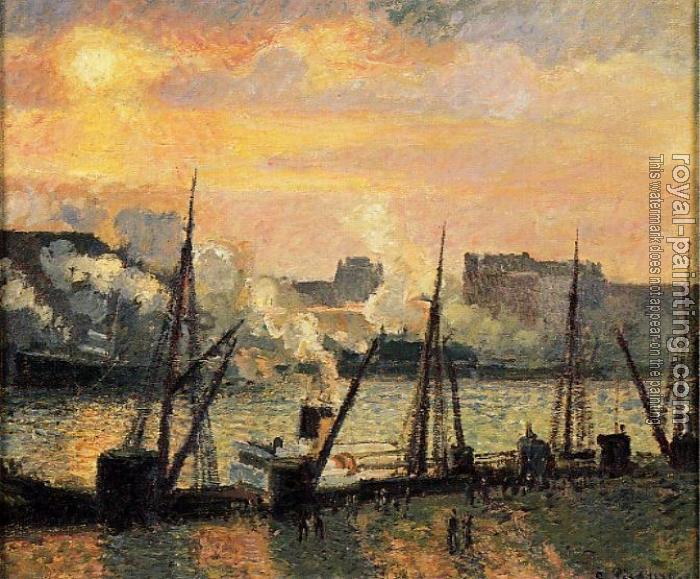 Camille Pissarro : Quay in Rouen, Sunset